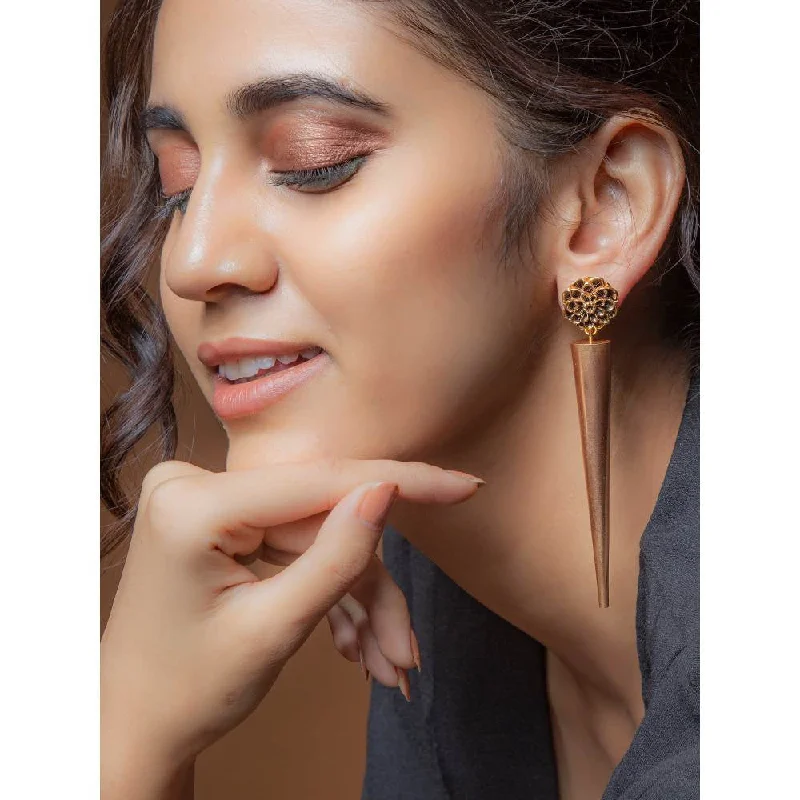 women's dangle earrings-Suhani Pittie Gold Dahlia Cone Earrings