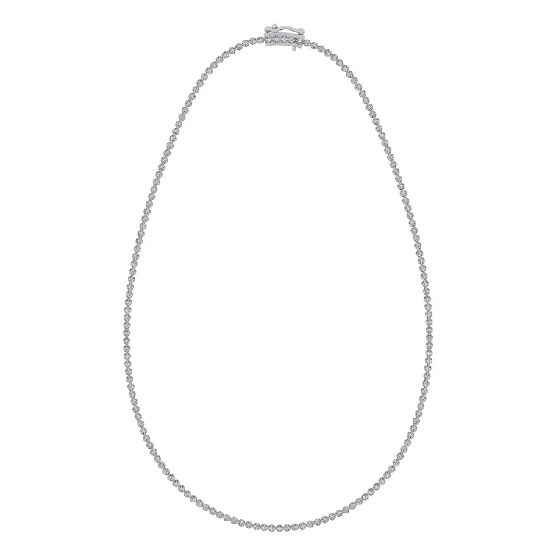 women's solitaire diamond necklaces-14K White Gold 4 7/8 Ct.Tw. Diamond Fashion Necklace (13 inches + 3 inches extender chain)