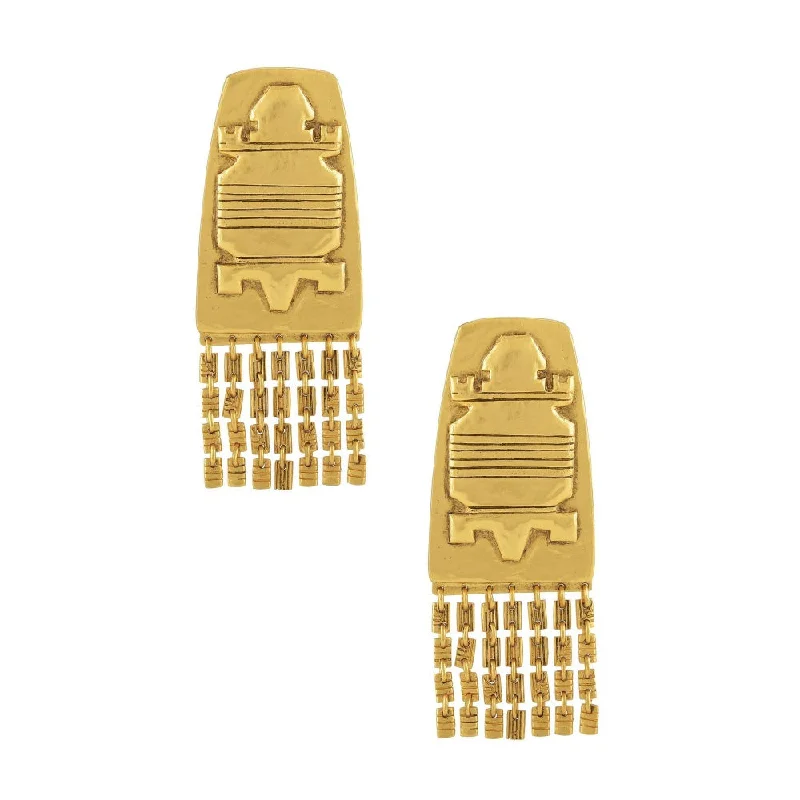 women's celestial planet earrings-Masaba Gold Brass Earrings