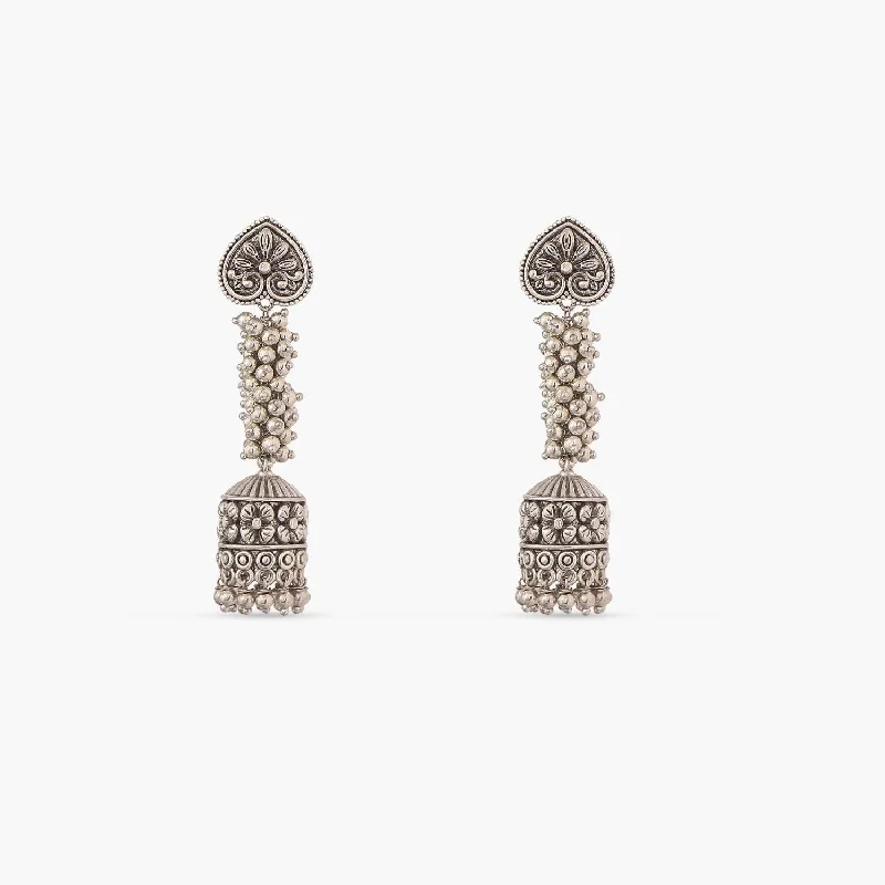 women's cubic zirconia earrings-Maati Sparkling Antique Oxidized Drop Earrings