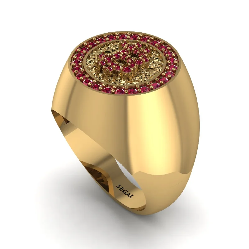 women's nature-inspired rings-Glamorous Ruby Bitcoin Ring - Dominic No. 28