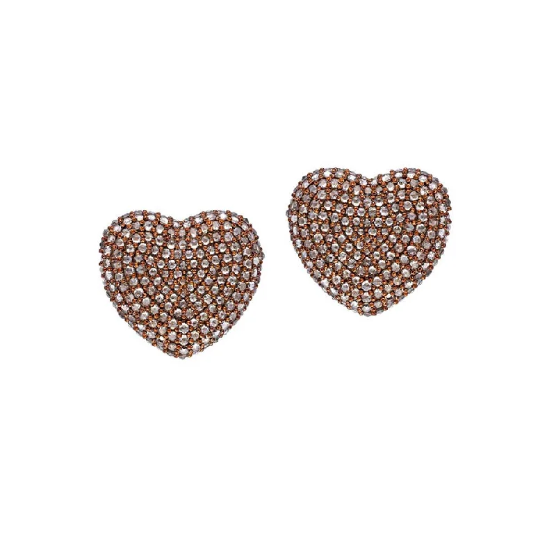 women's gold earrings-Kaj Fine Jewellery Classic Coffee Rose Cut Diamond Heart Studs