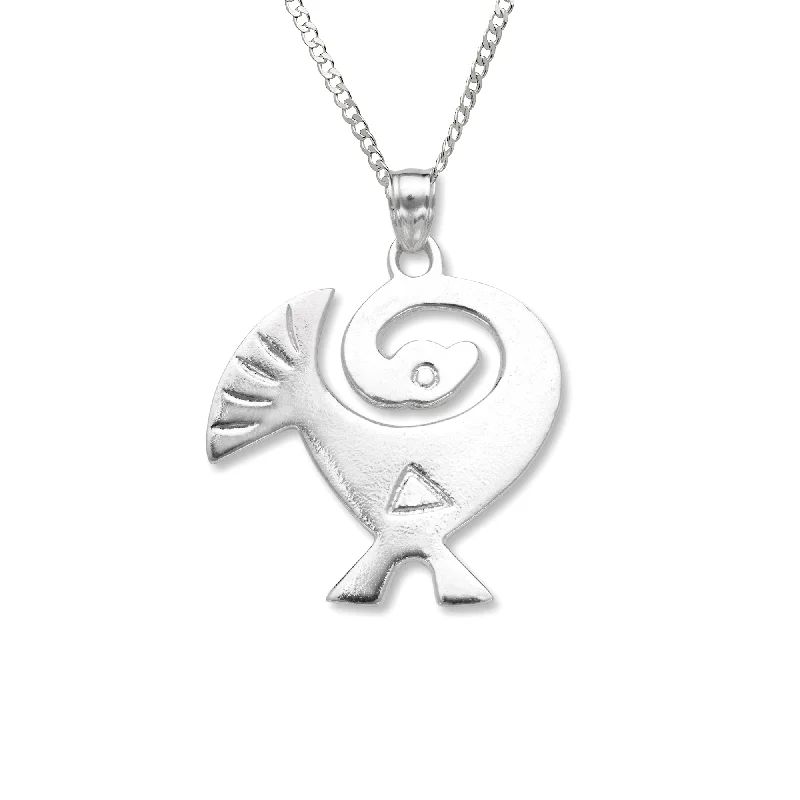 women's handmade necklaces-Sankofa Birds .925 Sterling Silver Pendant Necklace