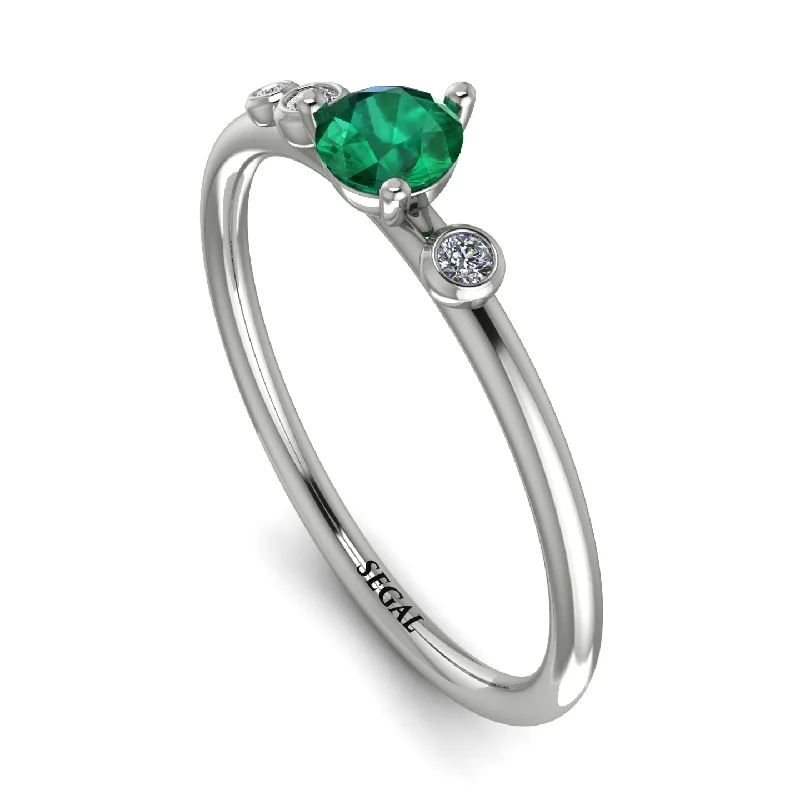 women's geometric rings-Minimalist Thin Emerald Ring - Brielle No. 6