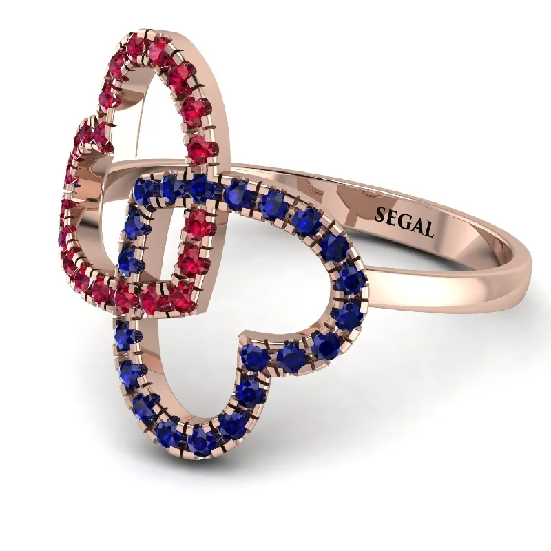 women's ruby rings-Two Hearts Ruby Ring - Selena No. 71