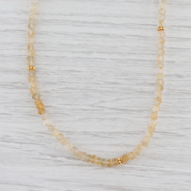 women's crystal healing necklaces-New Nina Nguyen Harmony Citrine Bead Necklace Sterling Gold Vermeil Layer Long