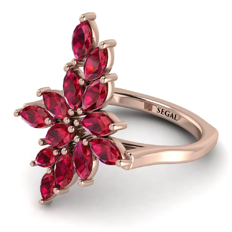 women's spiritual rings-Marquise Shape Ruby Galmorious Ring - Melanie No. 11