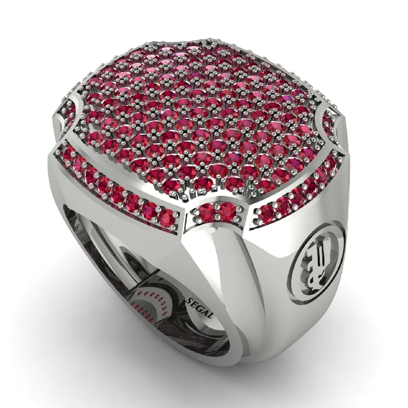 women's floral engraved rings-Ruby Men Signet Ring - Carl No. 15