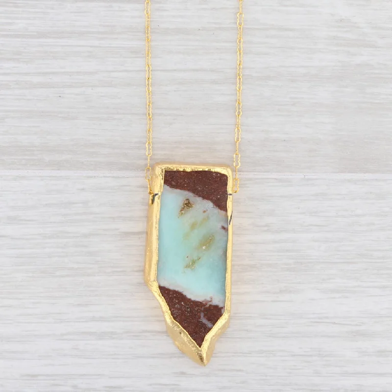 women's delicate chain necklaces-New Nina Nguyen Spirit Necklace Chrysoprase Sterling Gold Vermeil Crinkle Chain