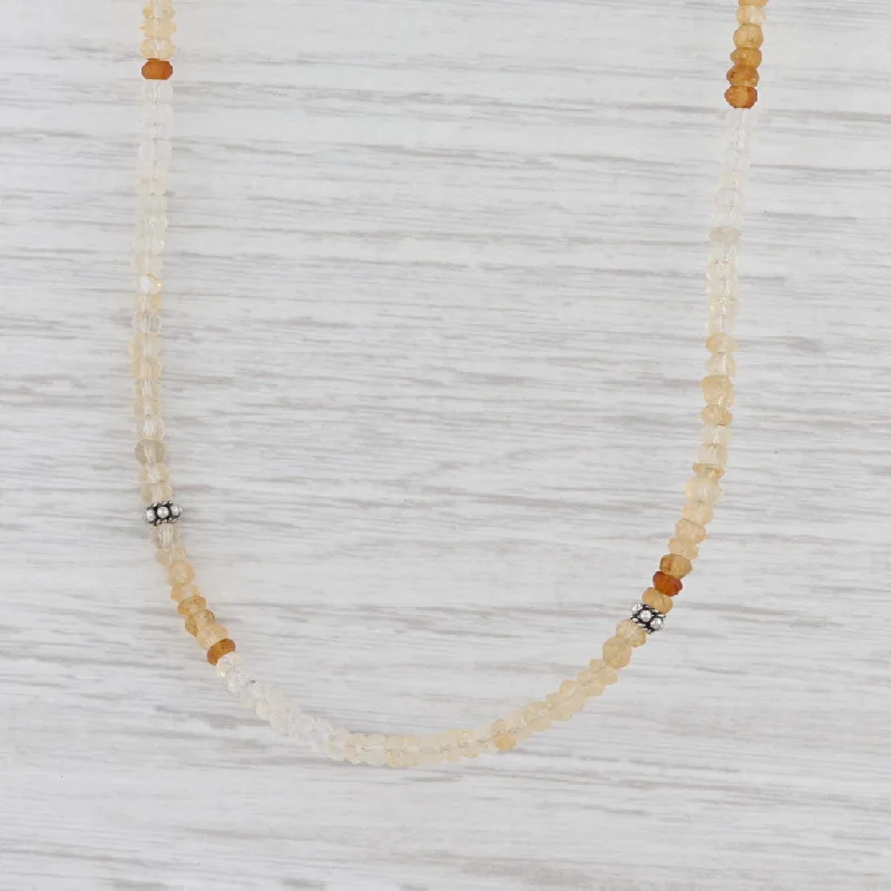 women's summer necklaces-New Nina Nguyen Harmony Citrine Bead Necklace Sterling Silver 32-36.5" Long