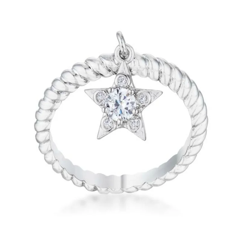 women's Western rings-Stella Cubic Zirconia Star Charm CZ Fashion Ring | 0.5ct | Cubic Zirconia | Silver