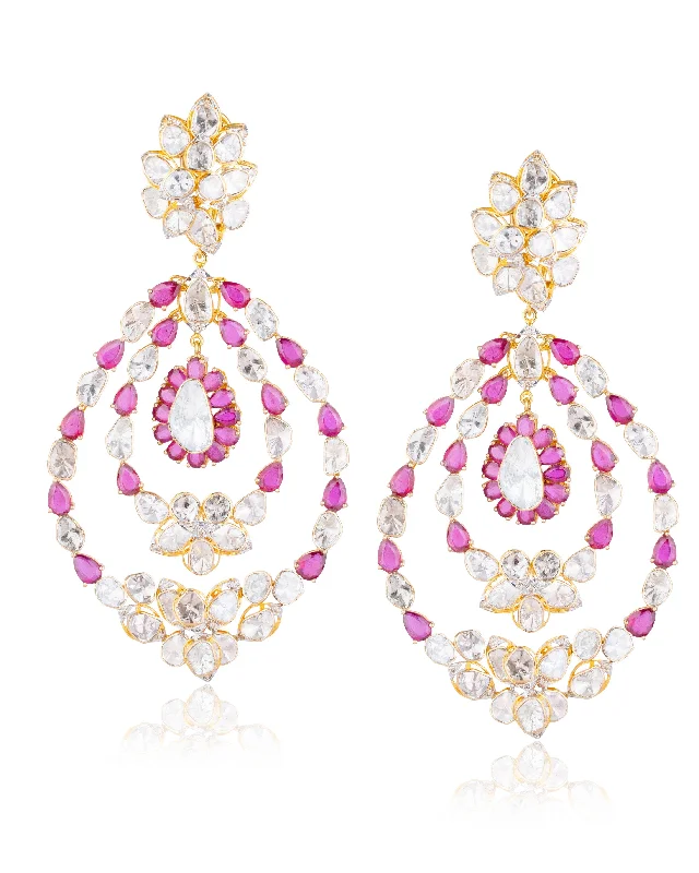 women's butterfly earrings-Shruti Polki And Diamond Long Earrings