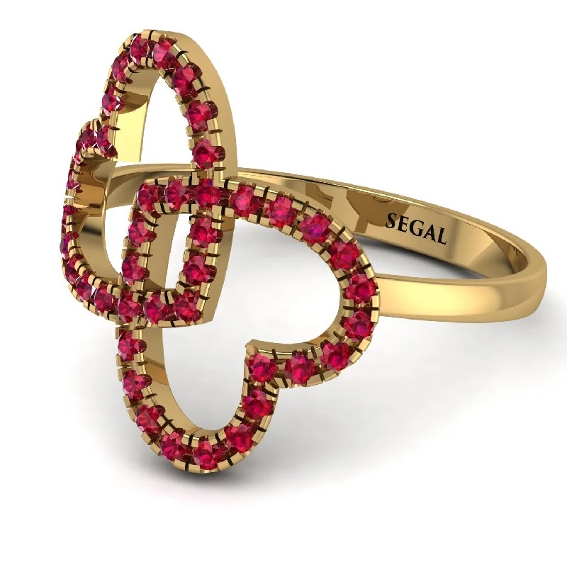 women's pearl rings-Two Hearts Ruby Ring - Selena No. 55