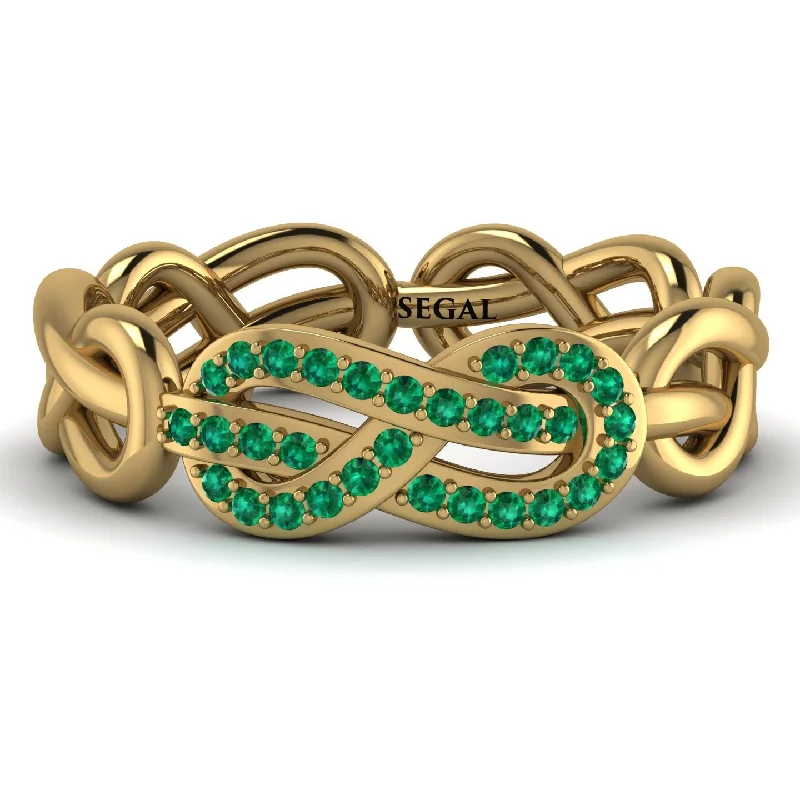 women's platinum rings-Knot Infinity Emerald Ring - Josephine No. 4