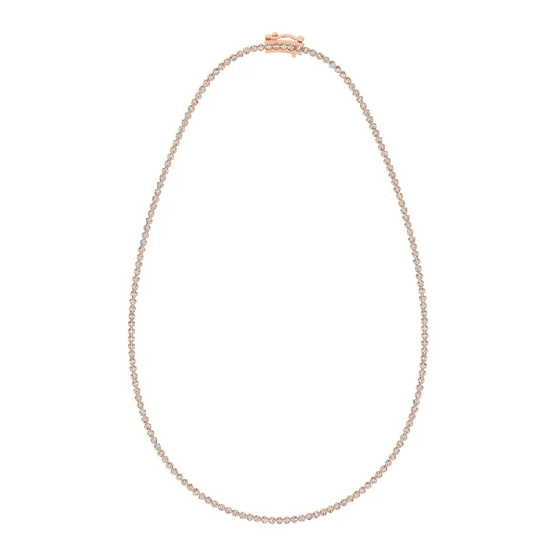 women's winter necklaces-14K Rose Gold 4 1/6 Ct.Tw. Diamond Fashion Necklace (13 inches + 3 inches extender chain)