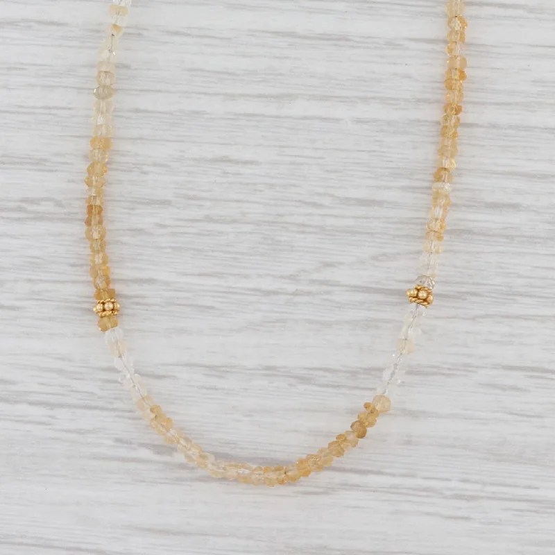 women's elegant pearl necklaces-New Nina Nguyen Harmony Citrine Bead Necklace Sterling Gold Vermeil Long Layer