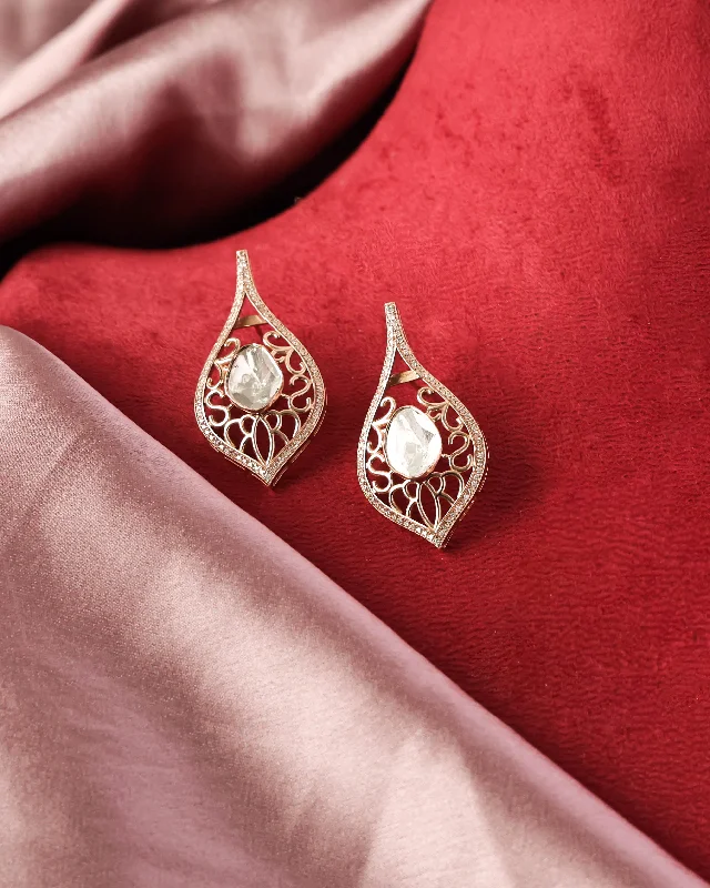 women's luxury earrings-Shyla Polki And Diamond Long Earrings