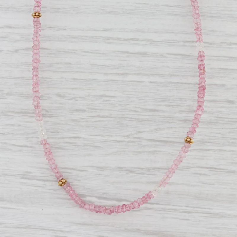 women's handcrafted necklaces-New Nina Nguyen Harmony Necklace Pink Topaz Bead Gold Vermeil Sterling Long