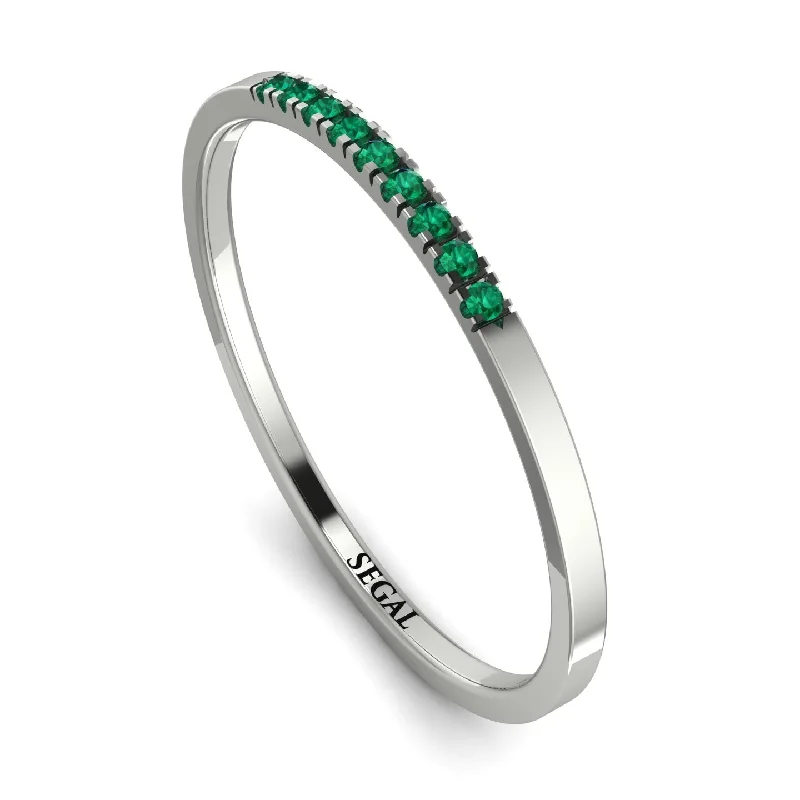 women's ruby rings-Thin Eternity Emerald Band - Daisy No. 6