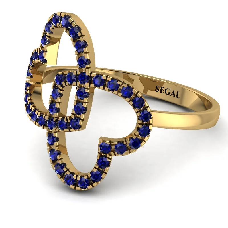 women's adjustable rings-Two Hearts Sapphire Ring - Selena No. 73