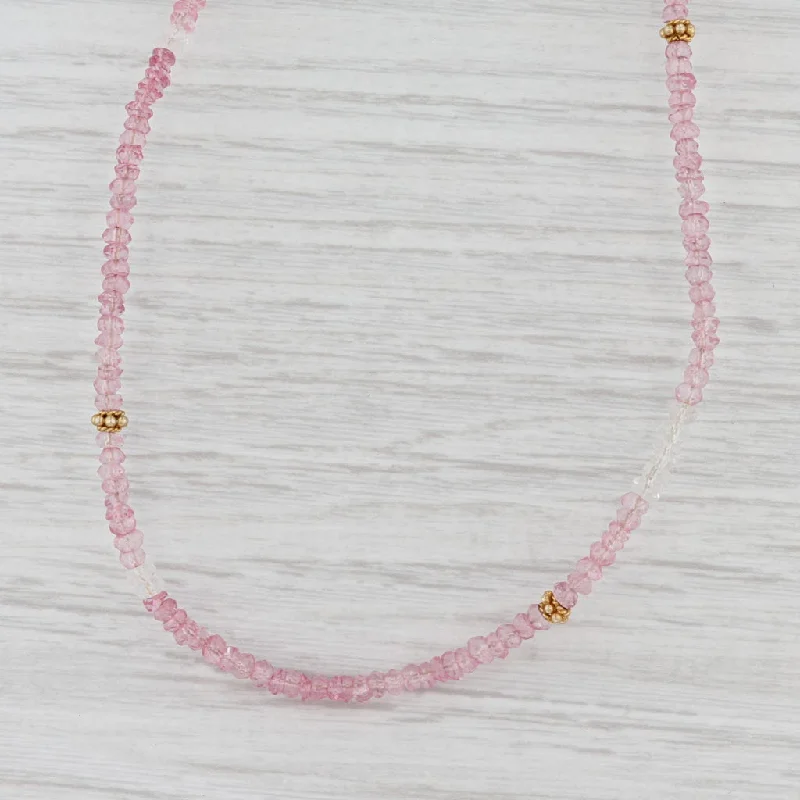 women's stacked necklaces-New Nina Nguyen Harmony Necklace Pink Topaz Bead Long Sterling Gold Vermeil