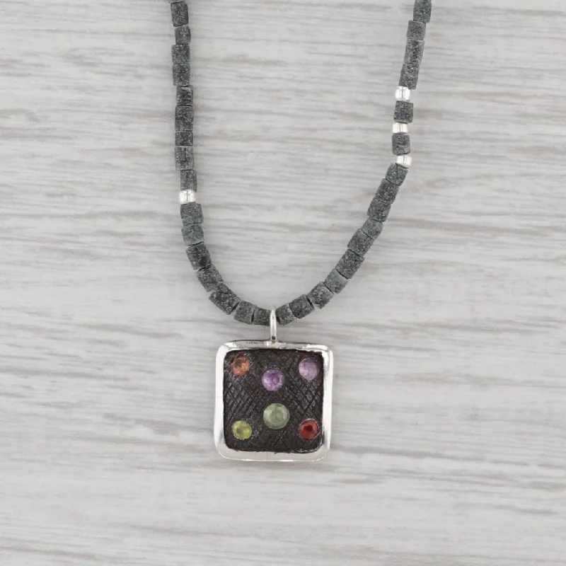 women's trendy necklaces-New Nina Nguyen Gemstone Pendant Soapstone Bead Necklace Sterling Silver