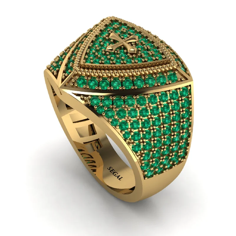 women's matching couple rings-Emerald Men Signet Ring - Roger No. 10