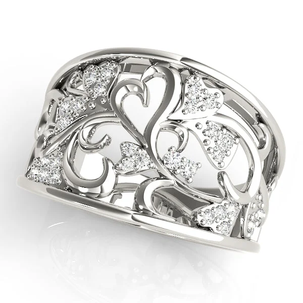 women's infinity rings-14k Heart Float Fashion Ring with Diamonds