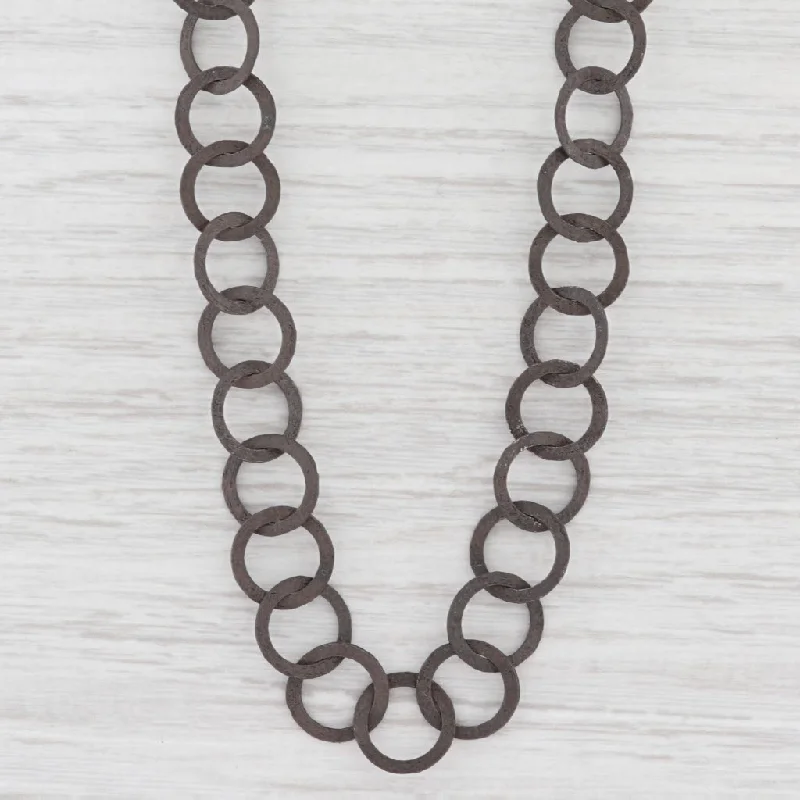 women's ethically sourced necklaces-New Nina Nguyen Moon Necklace Circle Chain Toggle Clasp Oxidized Sterling 45"