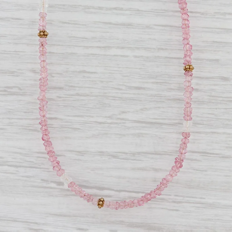 women's luxury necklaces-New Nina Nguyen Pink Topaz Bead Necklace Gold Vermeil Sterling Long Adjustable