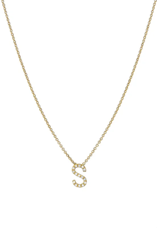 women's chain necklaces-Diamond Initial Pendant Necklace