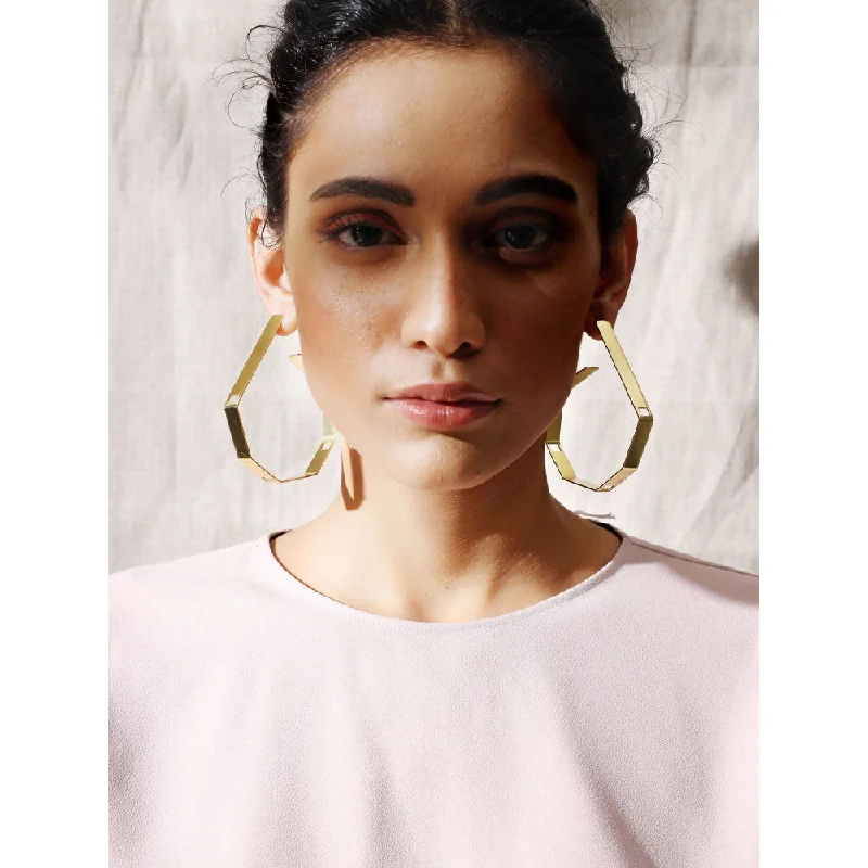 women's shell earrings-VARNIKA ARORA Aureate Golden Hoops