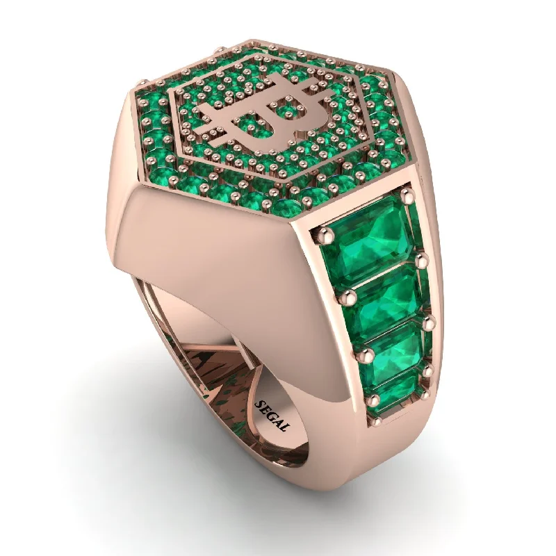 women's matching couple rings-Bitcoin Emerald Signet Ring - Axel No. 14