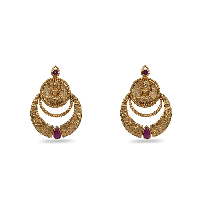 women's fruit-shaped earrings-Shreeja Antique Red Kempu Chandbali Earrings