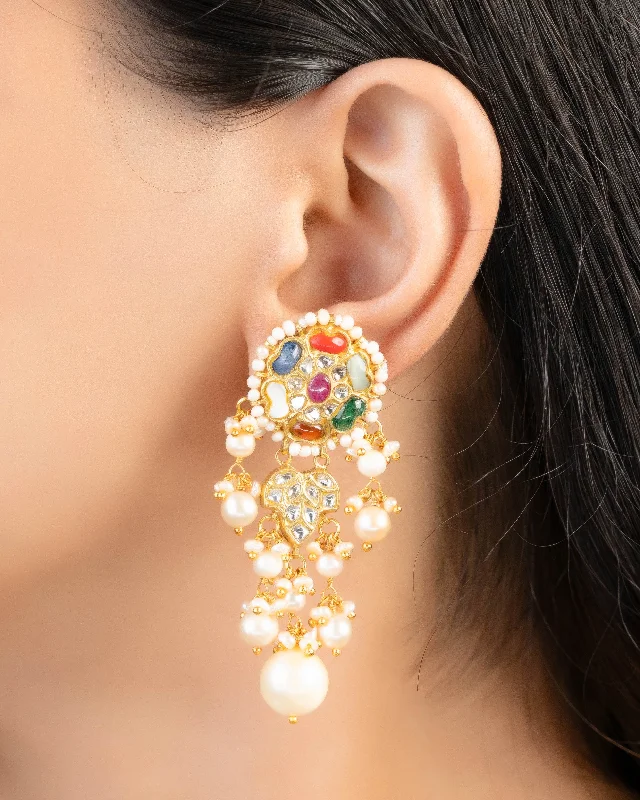 women's opal earrings-Somya Polki Long Earrings