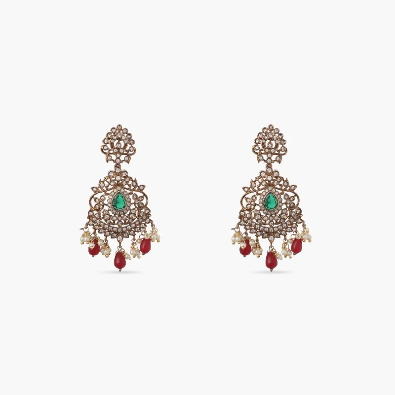 women's ruby earrings-Vaksta Nakshatra CZ Drop Earrings