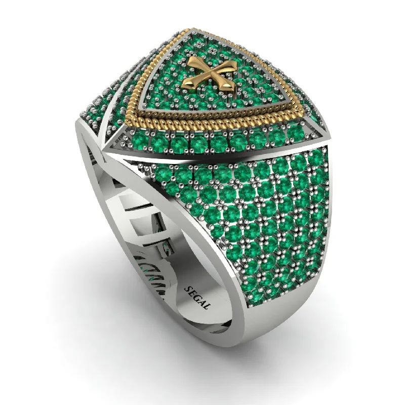 women's minimalist rings-Emerald Men Signet Ring - Roger No. 12