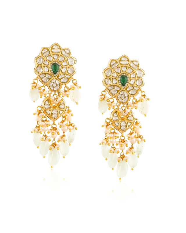 women's solitaire earrings-Parinita Polki Long Earrings