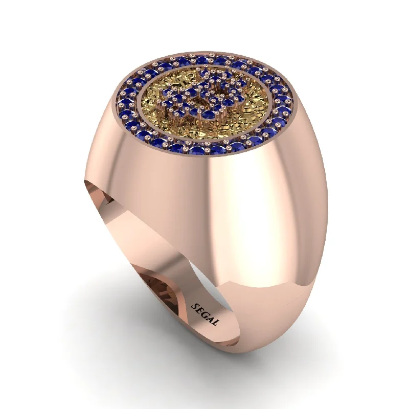 women's celestial planet rings-Glamorous Sapphire Bitcoin Ring - Dominic No. 38