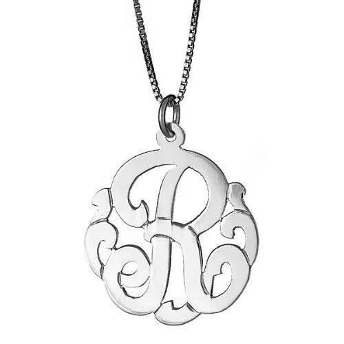 women's luxury necklaces-Better Jewelry Small .925 Sterling Silver Custom One Letter Monogram Pendant Necklace