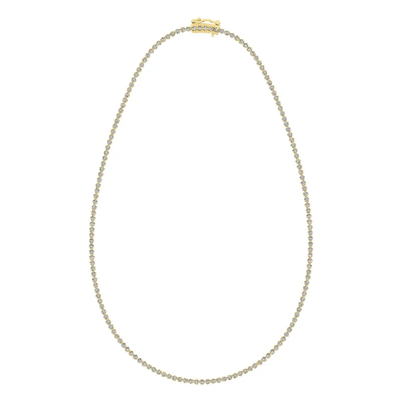 women's halo necklaces-14K Yellow Gold 5 3/4 Ct.Tw. Diamond Fashion Necklace (13 inches + 3 inches extender chain)