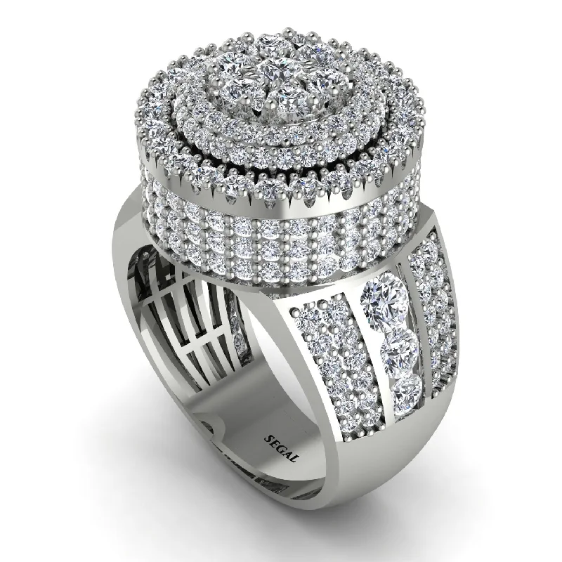 women's delicate rings-Round Diamond Mens Luxury Ring - Chris No. 3