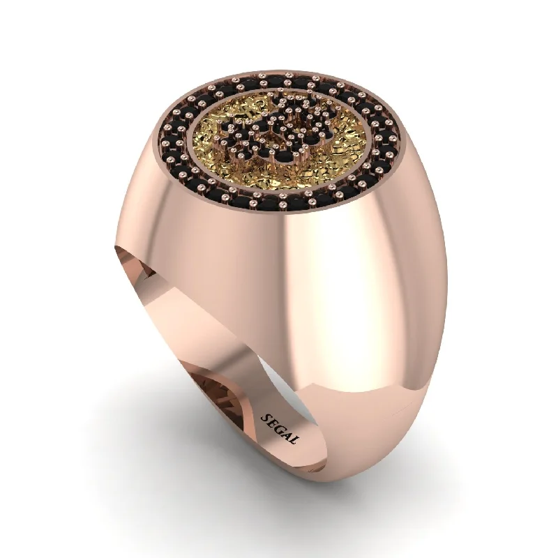 women's gemstone rings-Glamorous Black Diamond Bitcoin Ring - Dominic No. 20