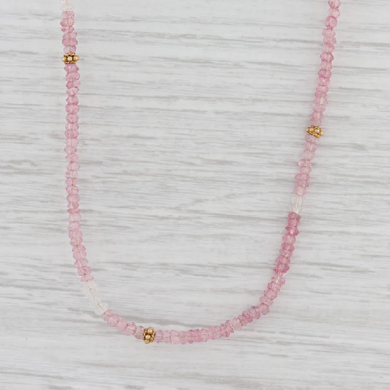 women's platinum necklaces-New Nina Nguyen Pink Topaz Bead Necklace Sterling Gold Vermeil Layer Adjustable