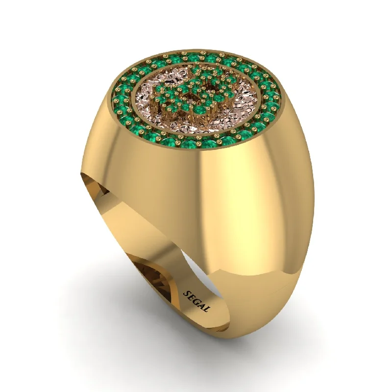 women's statement rings-Glamorous Emerald Bitcoin Ring - Dominic No. 13