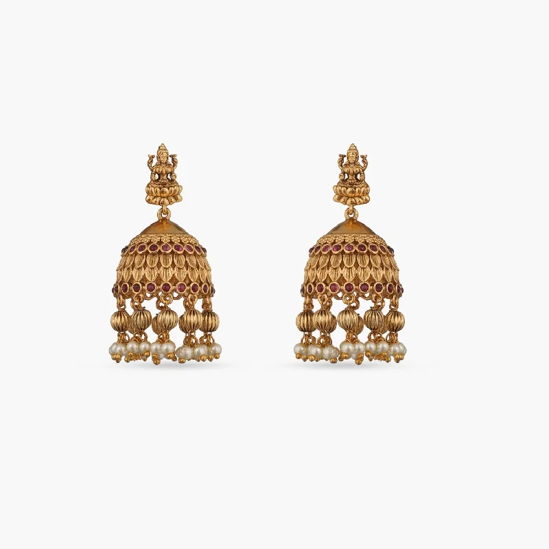 women's pearl earrings-Baijanti Antique Jhumka Earrings