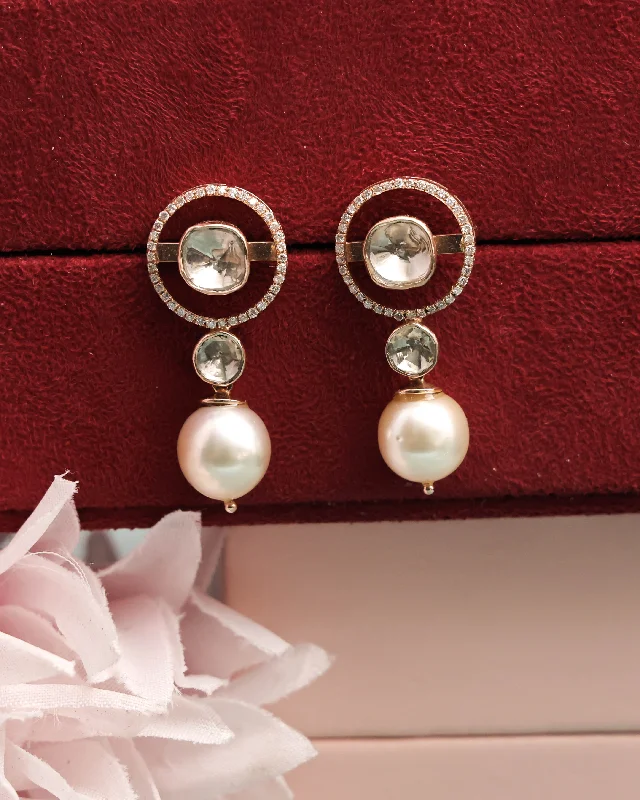 women's small hoop earrings-Riya Polki And Diamond Long Earrings