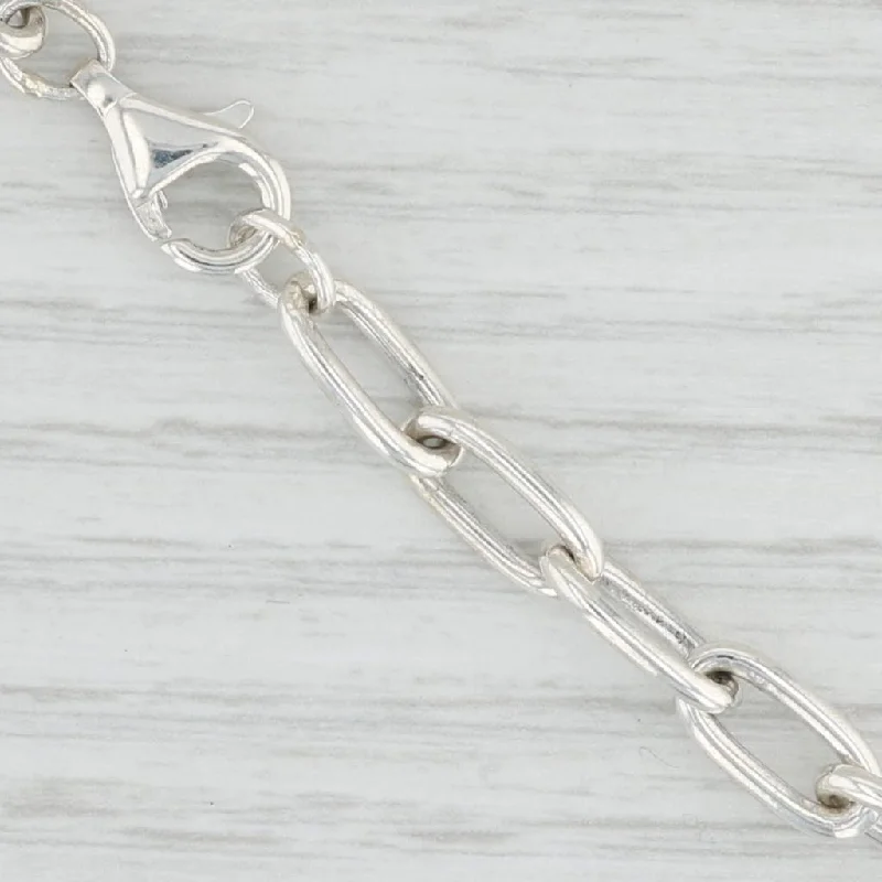 women's handcrafted necklaces-17.25" Elongated Cable Chain Necklace Sterling Silver Lobster Clasp 5.7mm