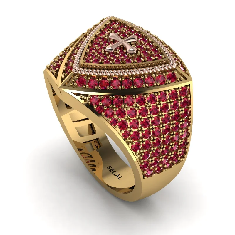 women's modern rings-Ruby Men Signet Ring - Roger No. 31