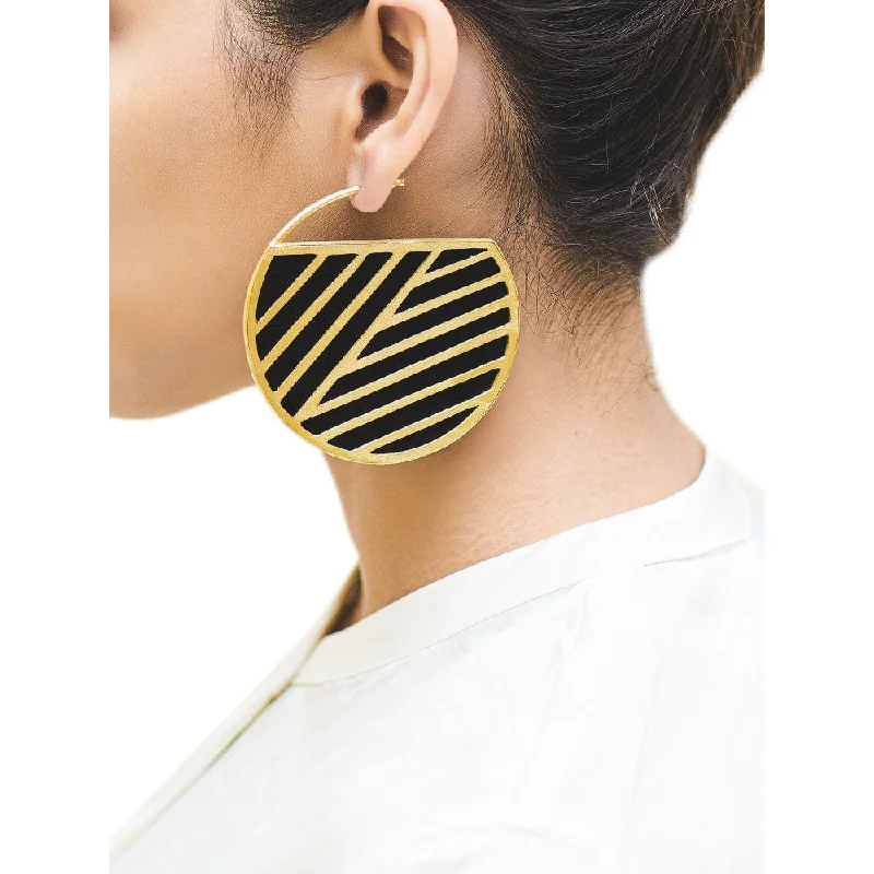 women's minimalist earrings-VARNIKA ARORA Dahab Hoops Black Earrings